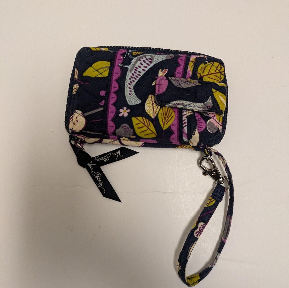Vera Bradley Floral Nightingale Patterned Wristlet ID cardholder w/ strap wallet
